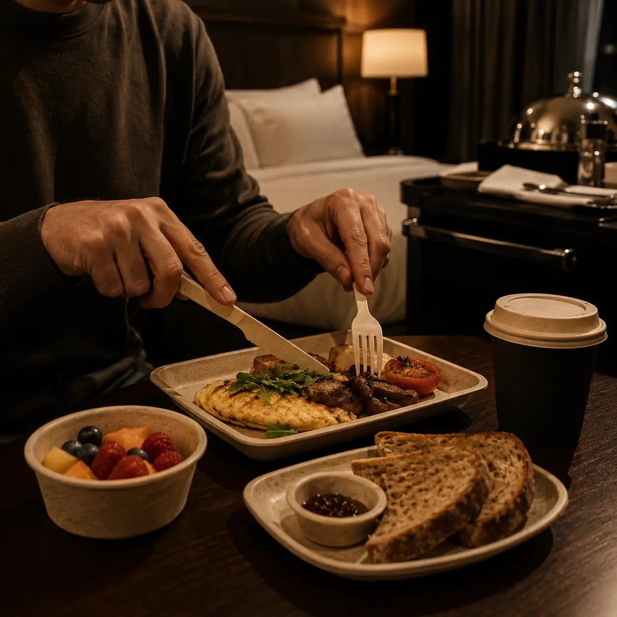 Plant fibre tableware used in hotels