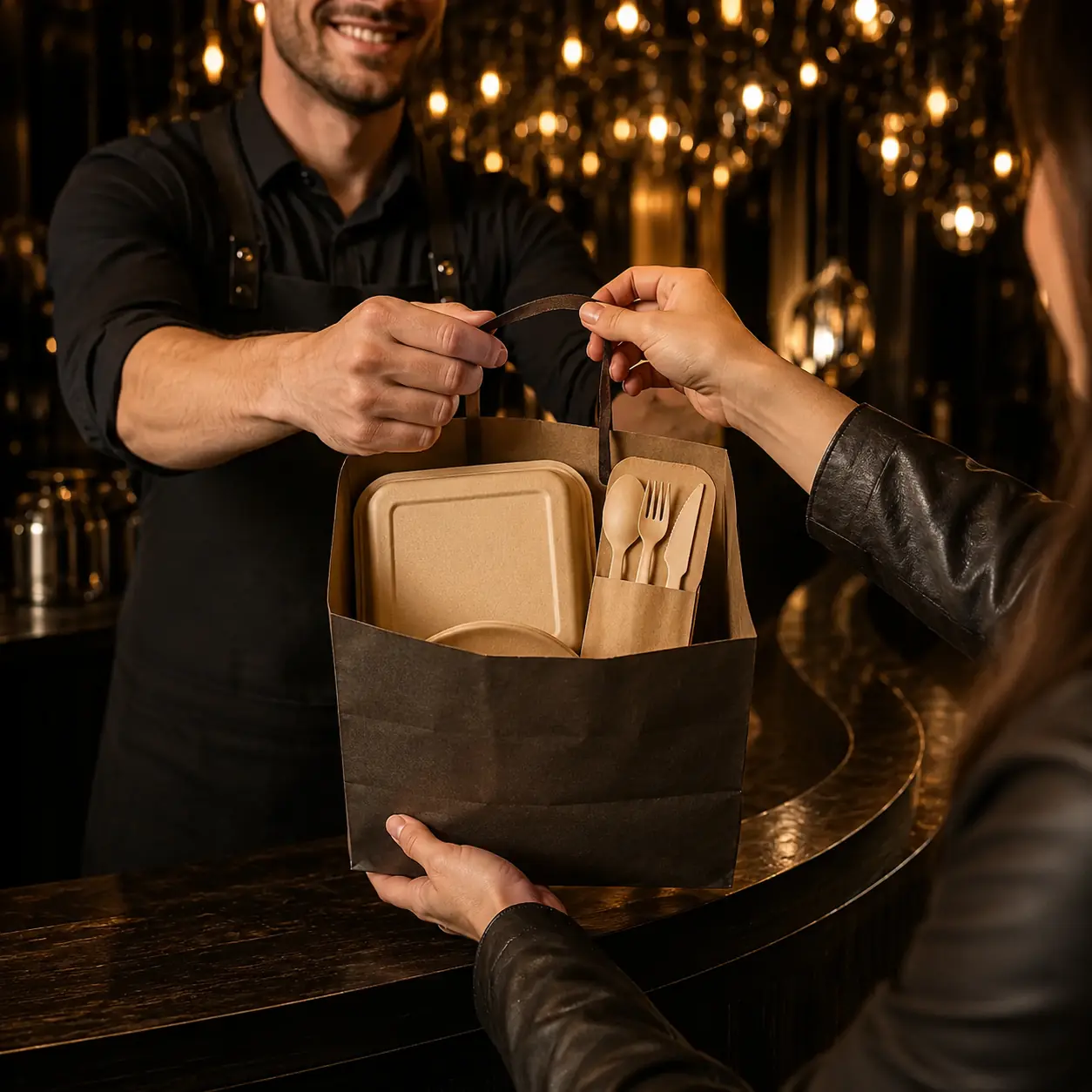 Plant fibre tableware used for pick-up meals
