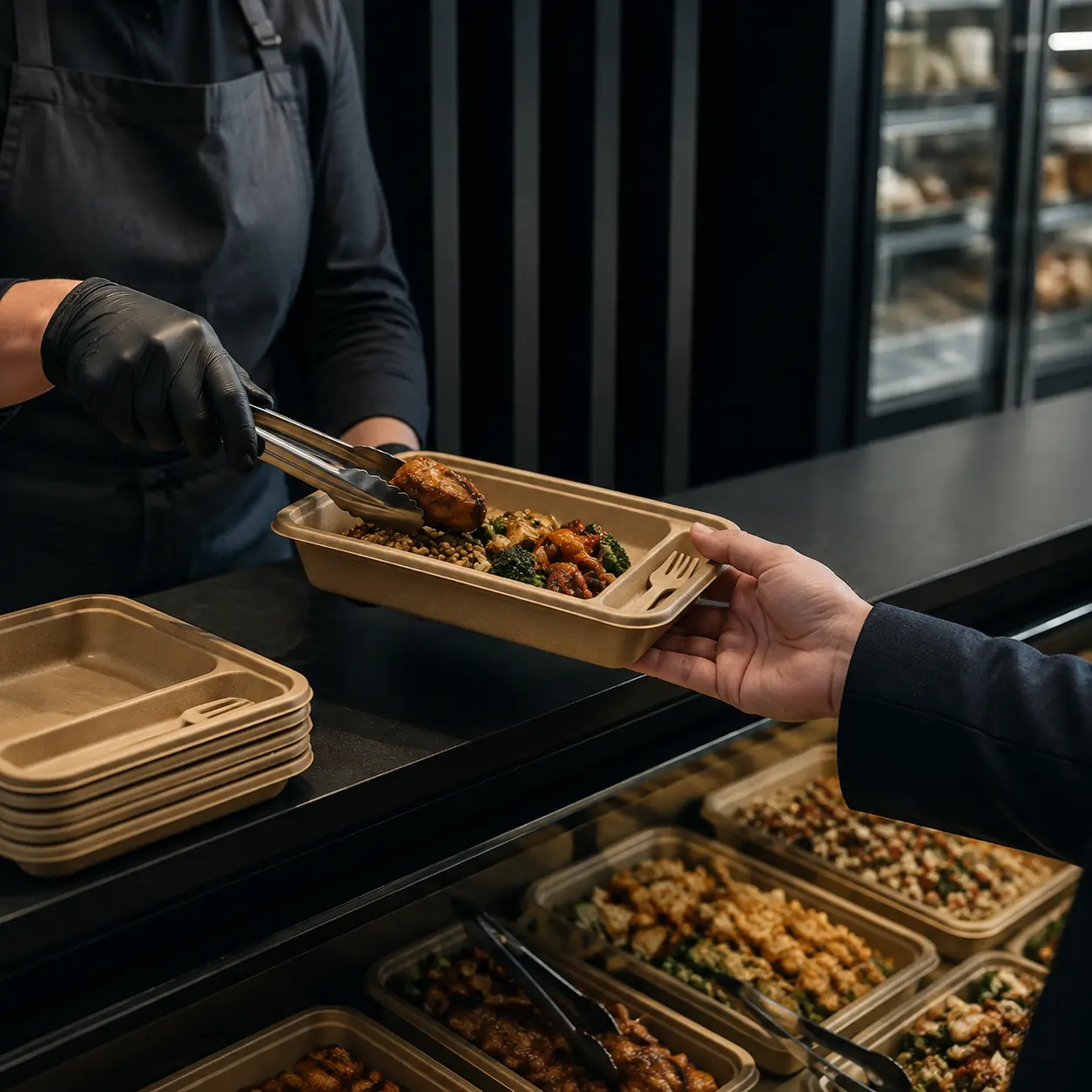 Plant fibre tableware used by retailers