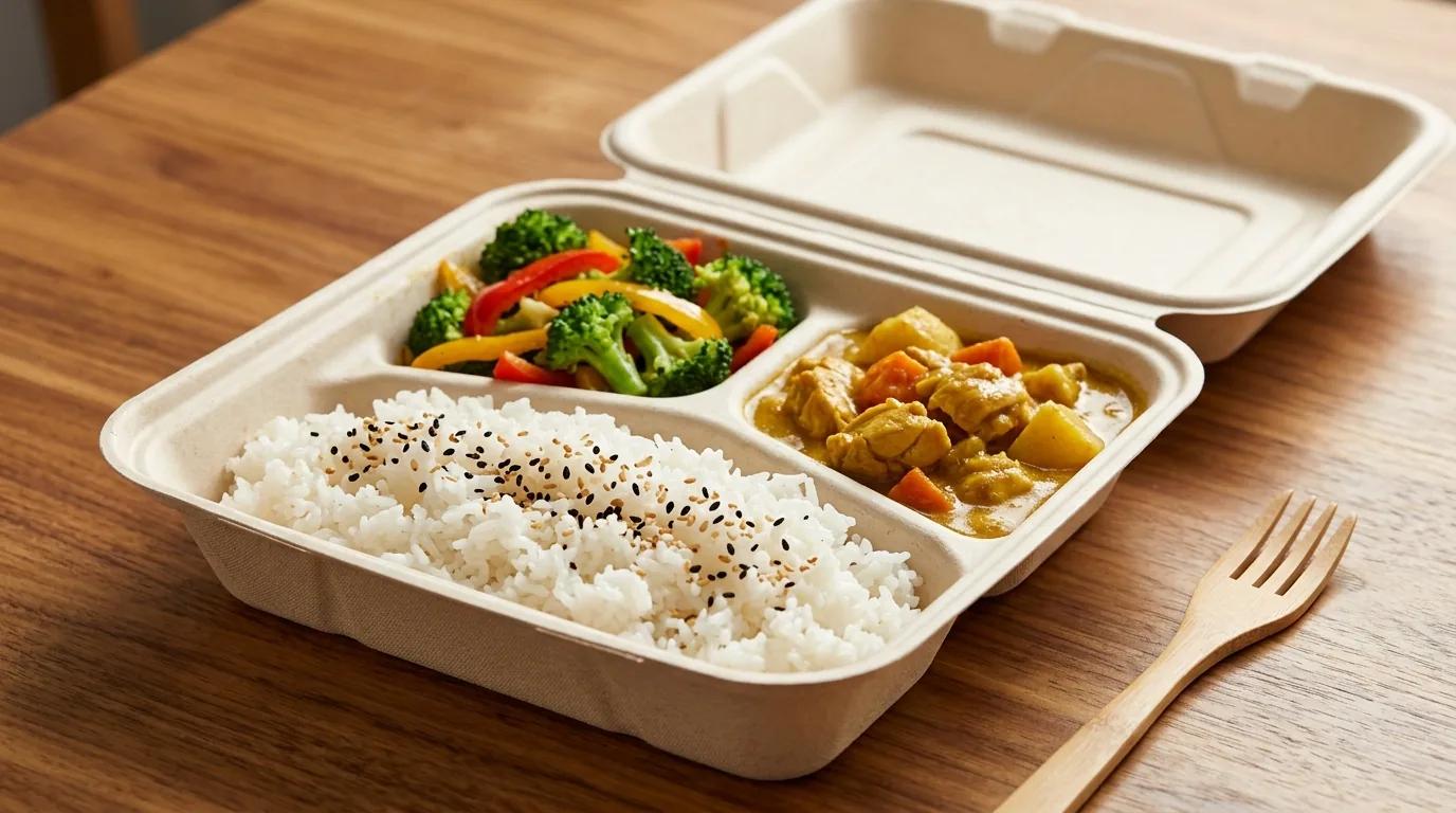 Filled 3-Compartment Bagasse Box Performance Test